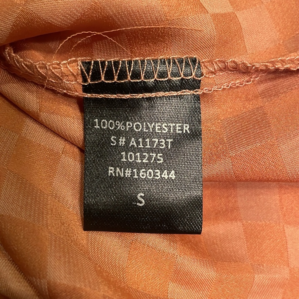 Orange Blouse With Checked Pattern Size Small - image 7